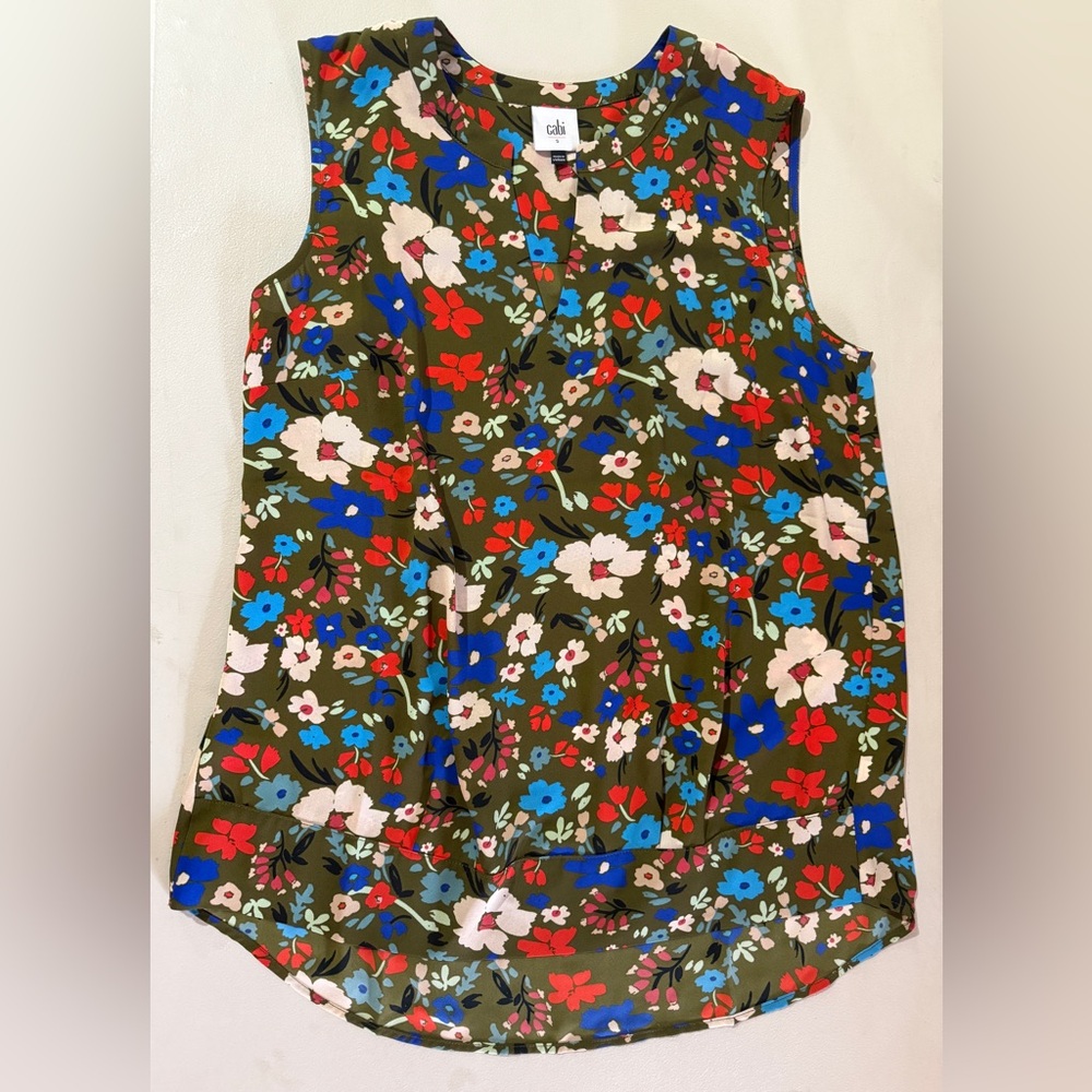 CAbi V neck Sleeveless Floral print Tank Top